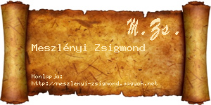 Meszlényi Zsigmond névjegykártya